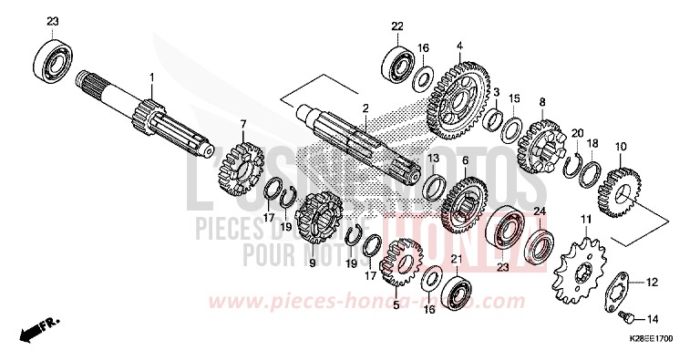 BOITE DE VITESSES de CRF125F "Petites Roues" EXTREME RED (R292) de 2022